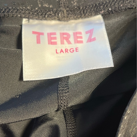 Terez Black Foil Tonal Haze Uplift Leggings size large - Picture 5 of 9